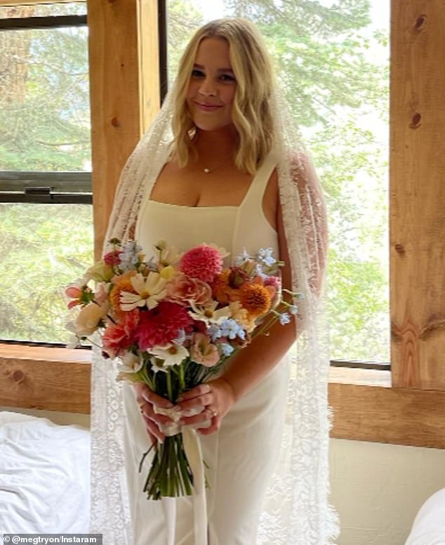 Megan Tryon (pictured) spent just $200 on her wedding day flowers