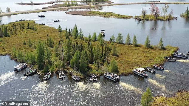 Lake Chippewa in Wisconsin is home to a giant floating island where locals regularly have to navigate their boats