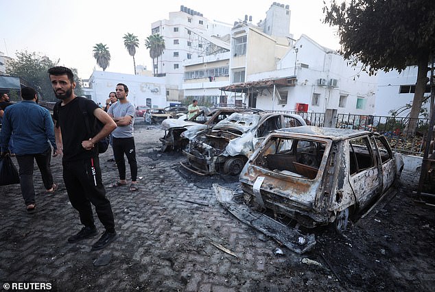 This comes after the BBC drew criticism for its coverage of the blast and even Israel warned the broadcaster that it could be stopped from reporting in the country for refusing to name Hamas terrorists.  The photo shows the aftermath of the explosion