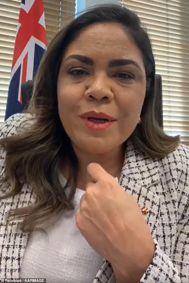 Jacinta Price fought back tears in a powerful video message to Australians on Tuesday evening