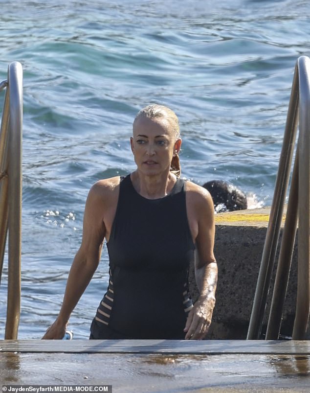 Jackie 'O' Henderson, 48, continues to show off and work on her physique after losing a whopping 18kg in the past year.  She tried swimming as part of her exercise routine on Wednesday