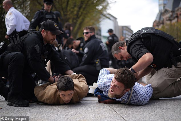 At least 30 pro-Palestinian Jewish protesters were arrested Monday for blocking all entrances to the White House.