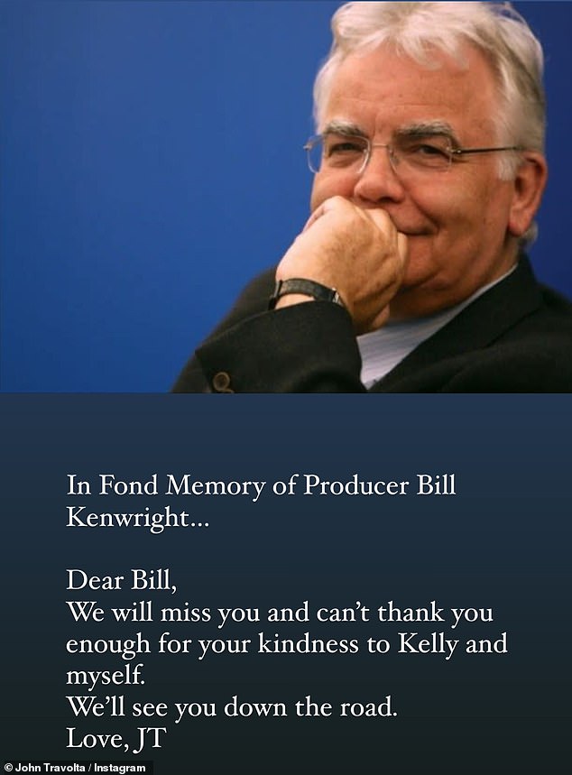 Moving: John Travolta has paid tribute to Everton football club chairman and West End impresario Bill Kenwright following his death on October 23 aged 78