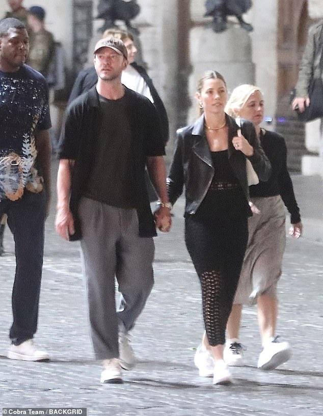 Walk: Justin Timberlake and Jessica Biel put on a loved-up show this weekend as they walked hand-in-hand through Rome, Italy