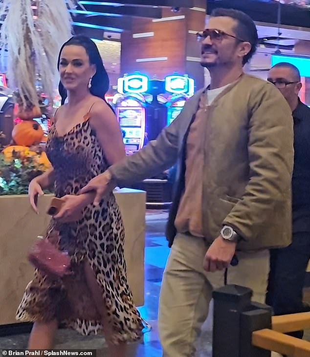 In love: Katy Perry and husband-to-be Orlando Bloom enjoyed themselves in Las Vegas on Saturday