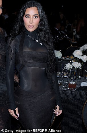 Battle for art: Kim Kardashian (pictured) and Tom Brady both bid on a George Condo painting that they offered for $2 million each at the Reform Alliance gala on Saturday