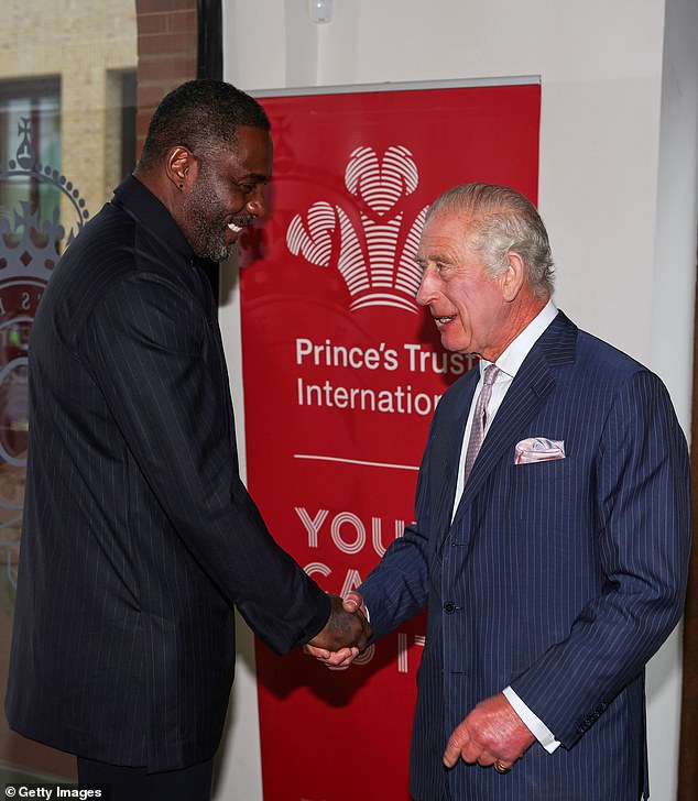 He beamed with joy as he greeted Idris Elba at the event at Garrison Chapel, Chapel Barracks