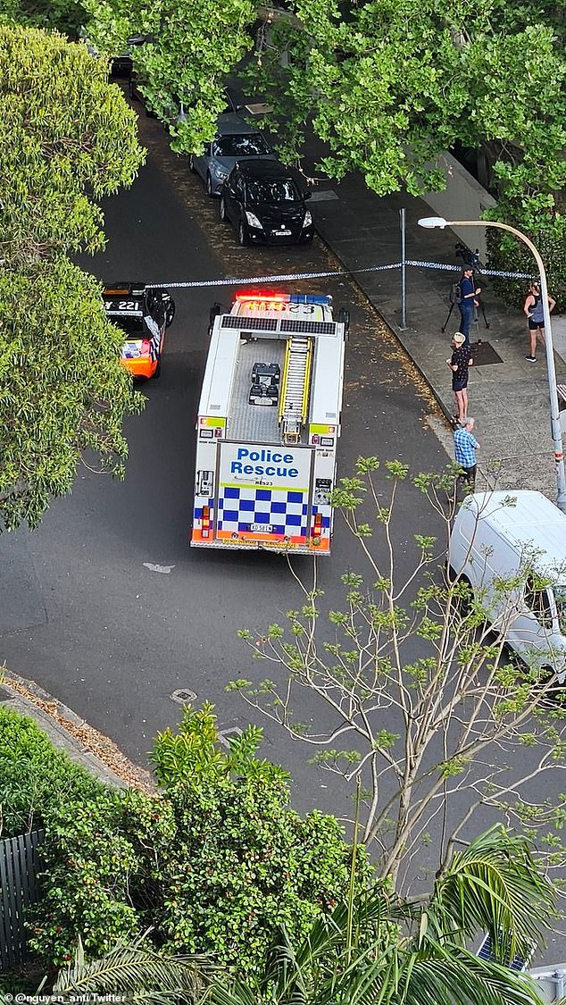 The shooting took place in Upper Pitt St, Kirribilli (pictured), meters from Anthony Albanese's official Sydney residence, Kirribilli House - as the armed attacker is believed to be on the run.