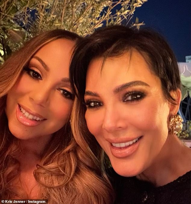 Besties: Kris Jenner shared a selfie with Mariah Carey and posted it to Instagram on Saturday