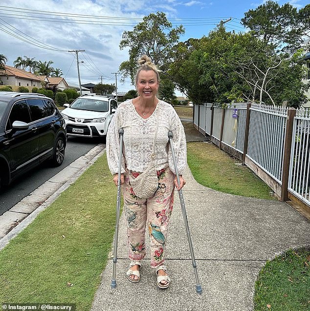 Lisa Curry revealed she is 'learning to walk again' as she gave fans an update following hip surgery following a freak accident