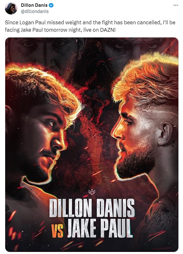 Danis claims he will now fight Jake Paul on Saturday night instead of Logan