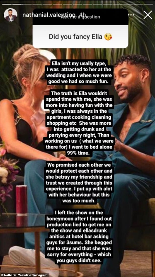 Shocker: MAFS Nathanial Valentino has spoken out about his ill-fated marriage to Ella Morgan