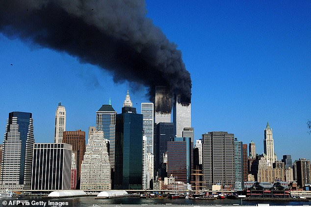 Could there be a moment, after this has happened, when we look back nostalgically at the post-9/11 world order?  Pictured, the twin towers of the World Trade Center billow smoke after hijacked planes crashed into them early on September 11, 2001