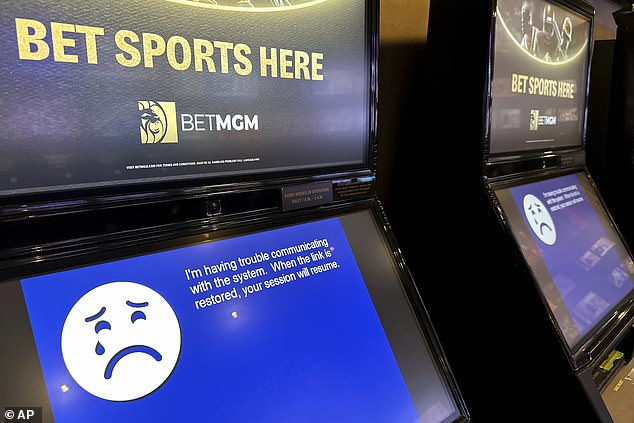 An error message appears on a machine at the MGM Grand in Las Vegas on September 12 after a cybersecurity attack hit the gaming giant, impacting reservations and casino floors