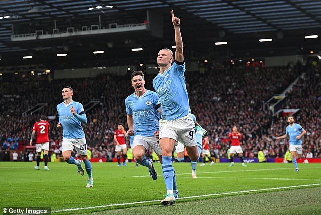 Erling Haaland scored twice as Manchester City rebelled against Man United at Old Trafford