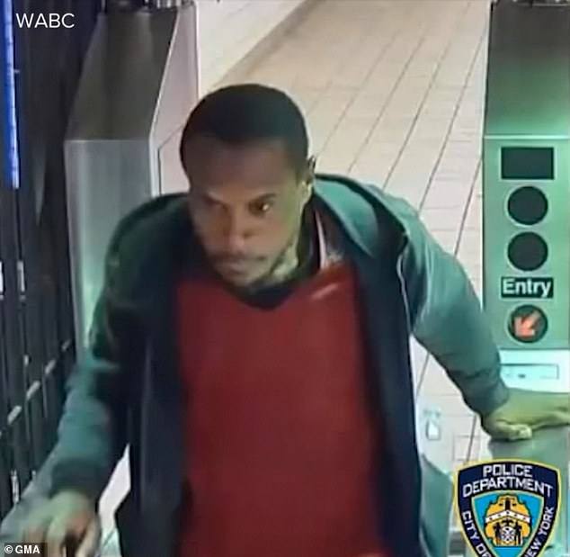 Apparently without provocation, it happened on the platform of the southbound E/F train, and the male suspect – 6-foot-2 Sabir Jones, who was seen fleeing the scene in the surveillance video – is now wanted.