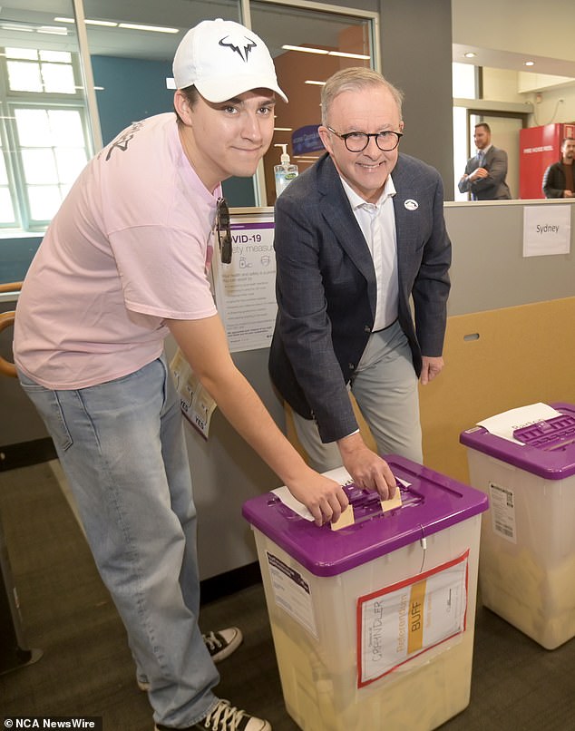 The prime minister and his son, Nathan, cast their votes on October 7