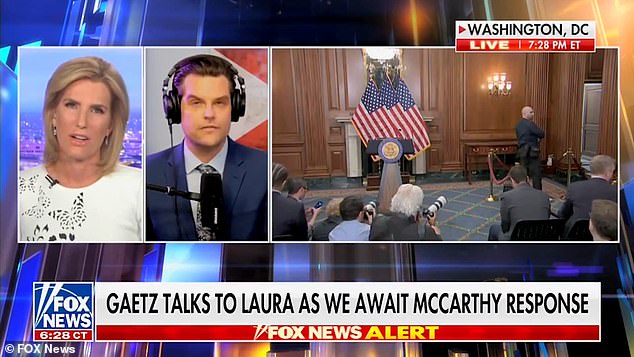 Matt Gaetz denied Tuesday that he took action against Kevin McCarthy as revenge for McCarthy's failure to block an ethics investigation into him