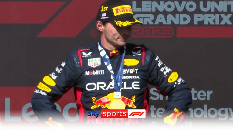 Verstappen was booed on the podium as he celebrated his 50th race victory in Austin