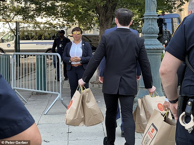 A large McDonald's order was hauled into court in Manhattan on Monday during the lunch break in Trump's $250 million civil fraud trial