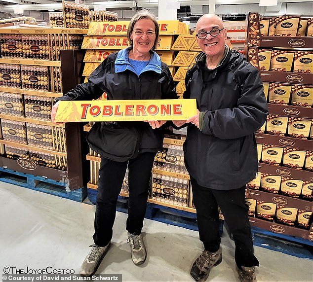 In total, they traveled 220,000 miles and visited 13 different countries.  They are pictured at a Costco in Sweden