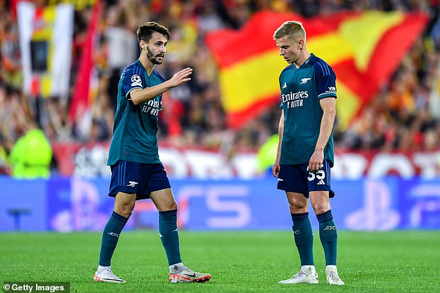 Oleksandr Zinchenko has been dubbed 'a halfway house' after his difficult night for Arsenal in the 2-1 defeat to Lens