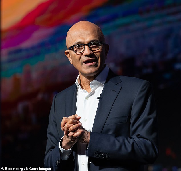 A leaked memo about Microsoft's pay guidelines shows that the company's top employees can earn around $1 million a year in bonuses alone.  Pictured: Microsoft CEO Satya Nadella