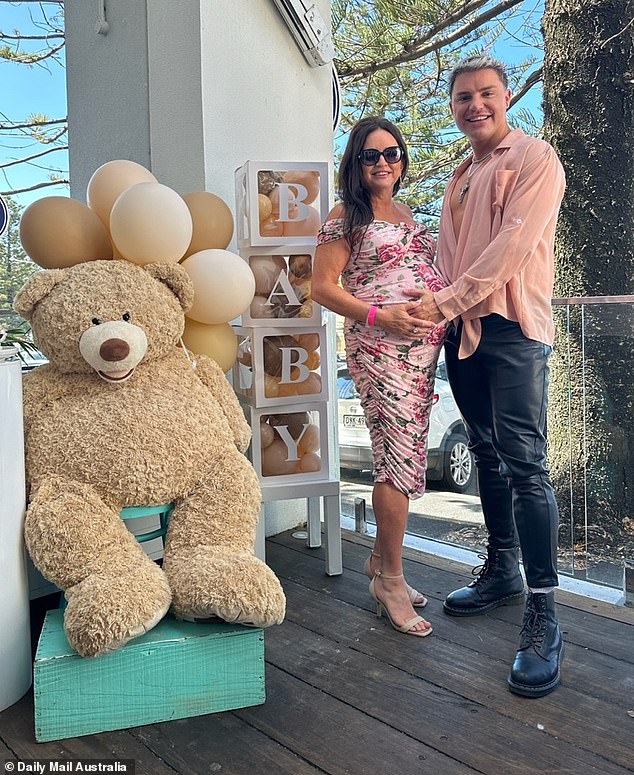 Bec celebrated the bundle of joy at a baby shower in Wollongong with her famous son Jade earlier this month