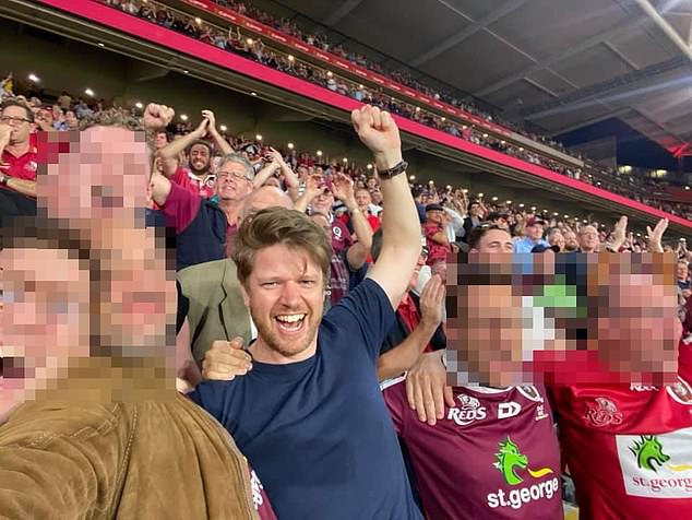 In the photo: David Ibels enjoys football with friends in 2021. He is from Sydney, but lives in Brisbane