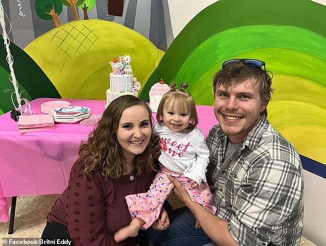 Mrs. Eddy with her husband and daughter.  Her business started when Mrs. Eddy reused breast milk that her husband had accidentally spoiled by turning off the freezer in which it had been stored.