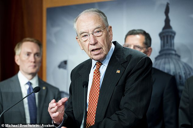 U.S. Senator Chuck Grassley (R-IA) speaks at a press conference hosted by Senate Republicans to discuss Democratic tax and spending policies