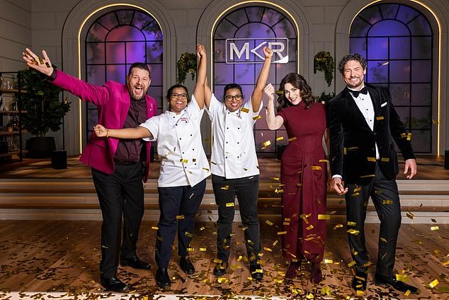 Identical twins Radha and Prabha walked away as winners in a nail-biting My Kitchen Rules final on Tuesday.  But some fans see the win as controversial because the sisters' mother was present during the competition to give cooking tips from the observation gallery.