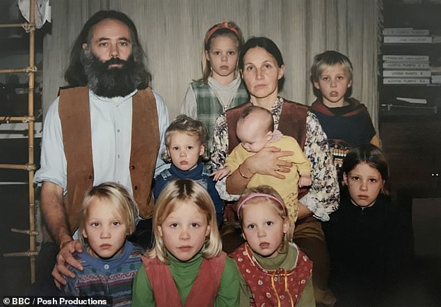 In a case that shocked the Netherlands, Gerrit-Jan van Dorsten allegedly locked nine of his children in the family farm in a remote Dutch village, in the apparent belief that he was preparing them for a new society called Eden.  Above: The cultist with his wife and some of his children in the 1990s