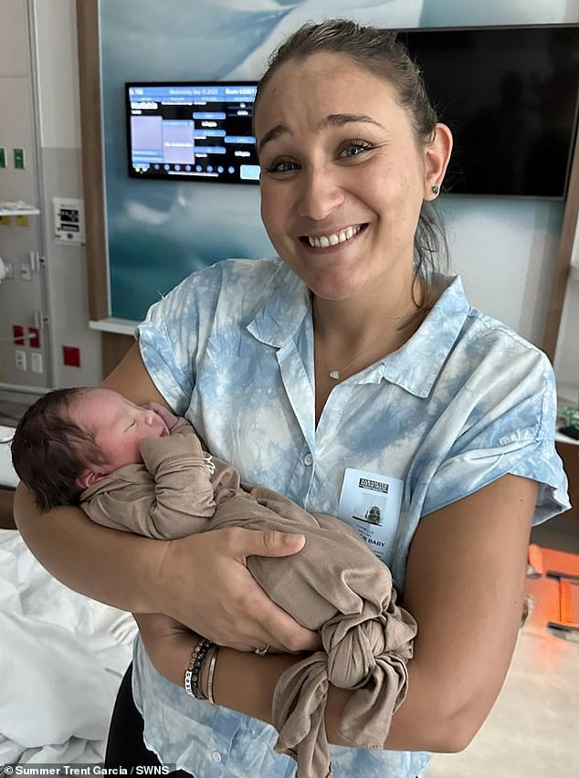 Dani traveled to the hospital as soon as Lydia went into labor to help her during the birth.  Dani is pictured above with new baby, Sage Garcia