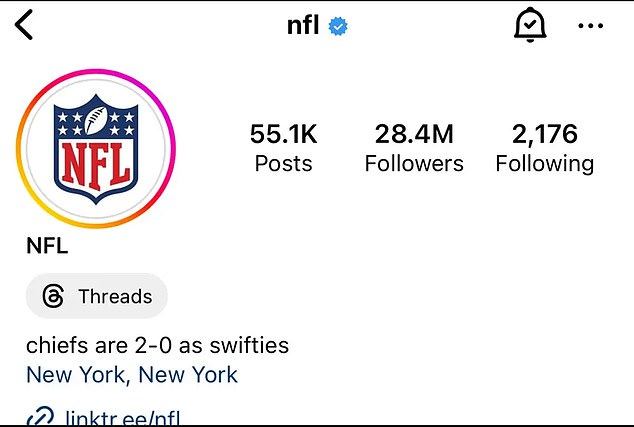 NFL changes its social media bios to include Taylor Swift