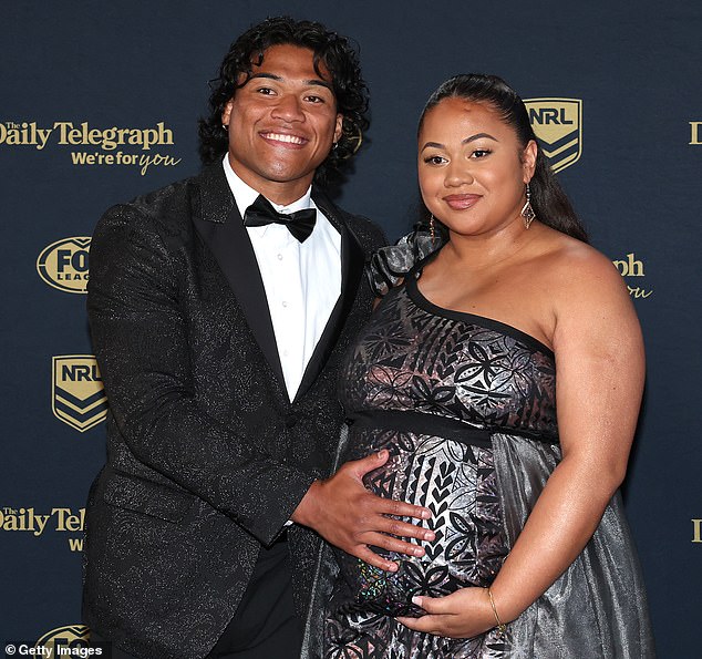 Brian To'o and his wife Moesha have welcomed their first child, a baby boy.  Pictured together during the Dally M. 2023