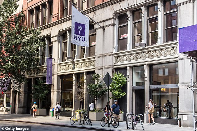 The non-binary pupil now faces being removed from her post as the SBA - as the group revealed that 'multiple students' had received 'death threats' as a result of Workman's piece.  (Pictured: NYU Student Services Building)