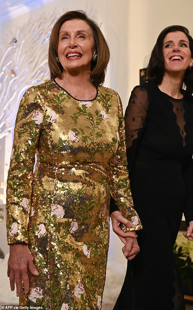 Alexandra with her mother Nancy Pelosi in December 2022 at the White House