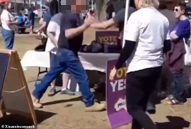 New footage has emerged after a No campaigner was spat at by a Yes supporter before claiming he was attacked by another activist