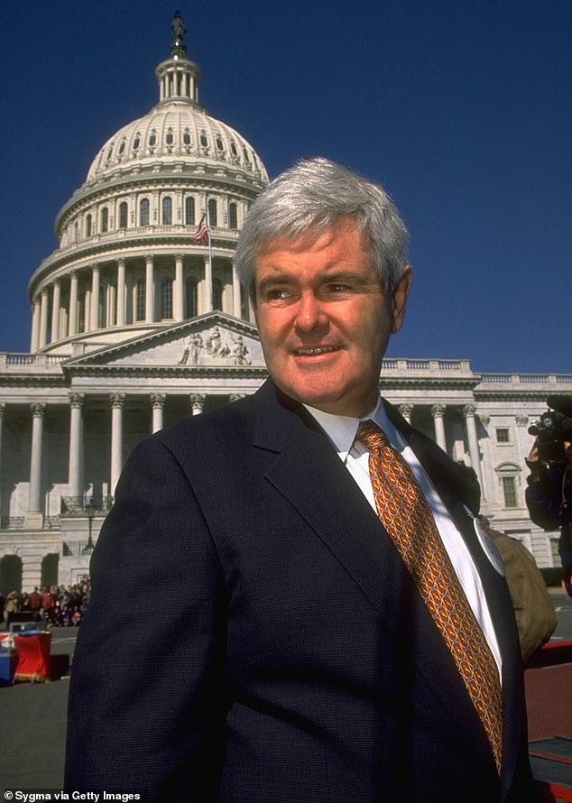 Newt Gingrich is seen as Speaker of the House of Representatives, a role he held from 1995 to 1999