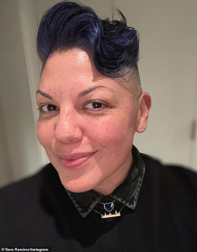 Sara Ramirez (pictured) said their partner, trans artist Sawyer DeVuyst, was 'beaten' and 'threatened' with an umbrella at The Boiler Room on Sunday night