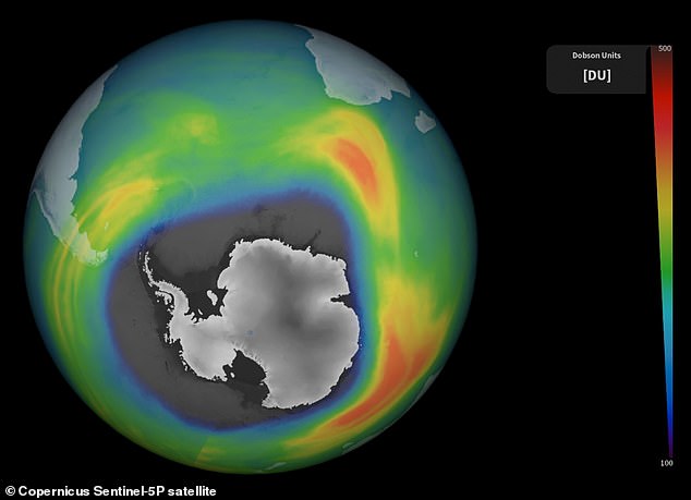 The gap: Satellite data revealed that the ozone hole over Antarctica is now one of the largest on record after expanding to three times the size of Brazil.