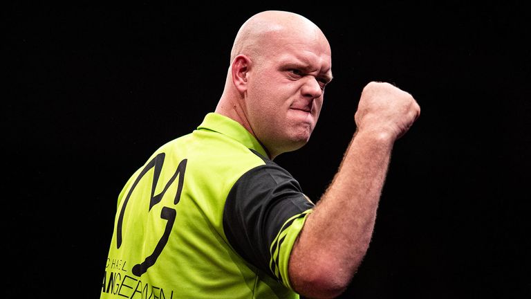 Michael van Gerwen survived a major scare when he was denied an inspired Madars Razma at the European Championships