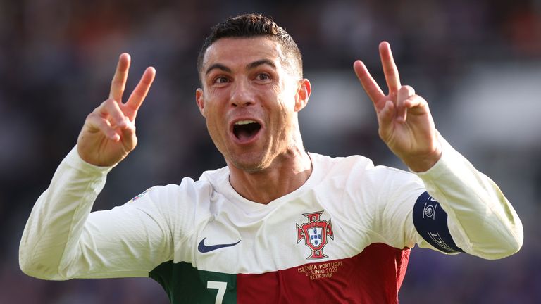 Cristiano Ronaldo scores his 123rd goal for Portugal