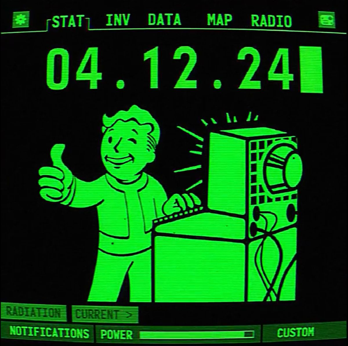 The Pip-Boy interface from the Fallout series announces the release date of Fallout for Prime Video, 04.12.24