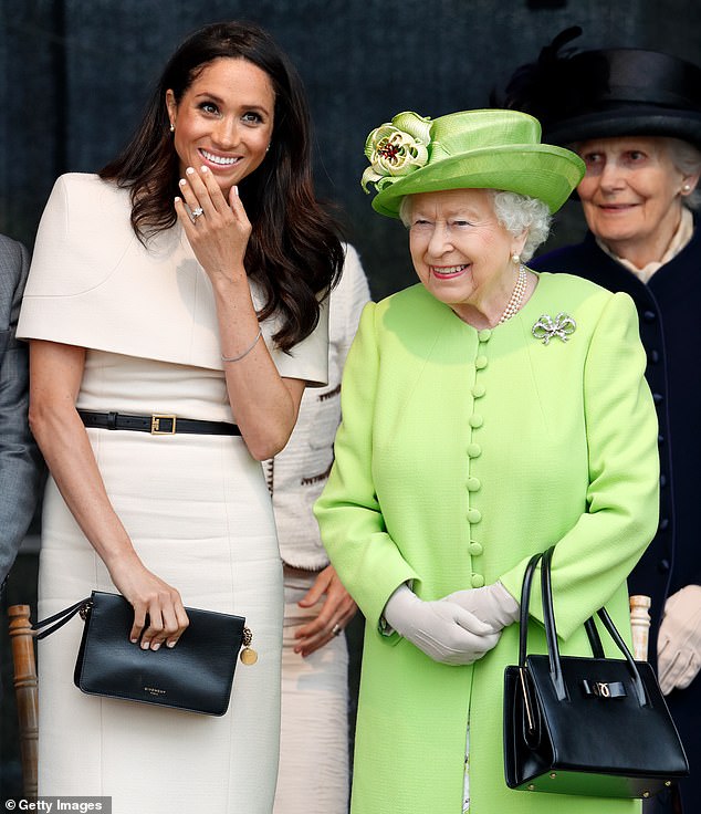 Meghan met Queen Elizabeth for the first time in October 2016.  They are pictured here together in June 2018 in Widnes, the month after Meghan's marriage to Prince Harry