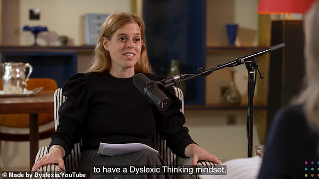 Princess Beatrice, 35, spoke on the Made by Dyslexia podcast about her experiences as a young student growing up with the condition