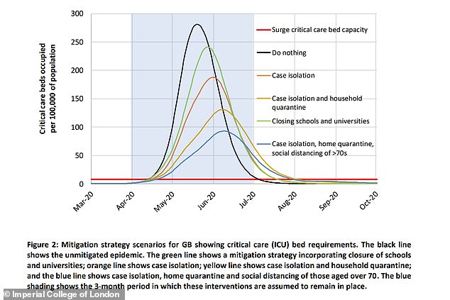 Imperial College London published a paper in March 2020 on the possible impact of the coronavirus.  Options were being weighed on how a lockdown could reduce demand on hospitals