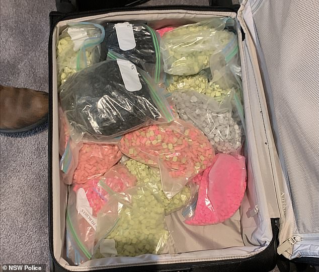 A huge quantity of drugs was found in a safe house in Sydney on Friday (pictured)