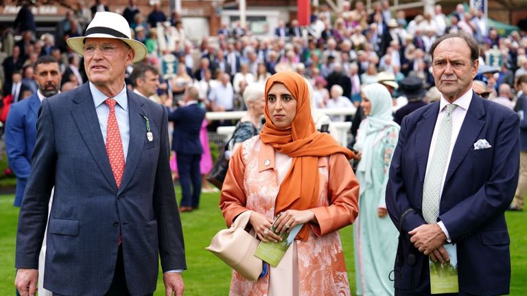 Mostahdaf's connections (from left to right) John Gosden, Sheikha Hissa and Angus Gold